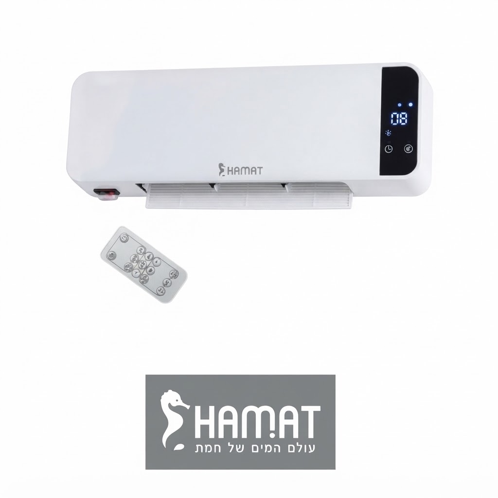 מפזר חום דיגיטלי לבן תלוי לאמבטיה + שלט חברת HAMAT